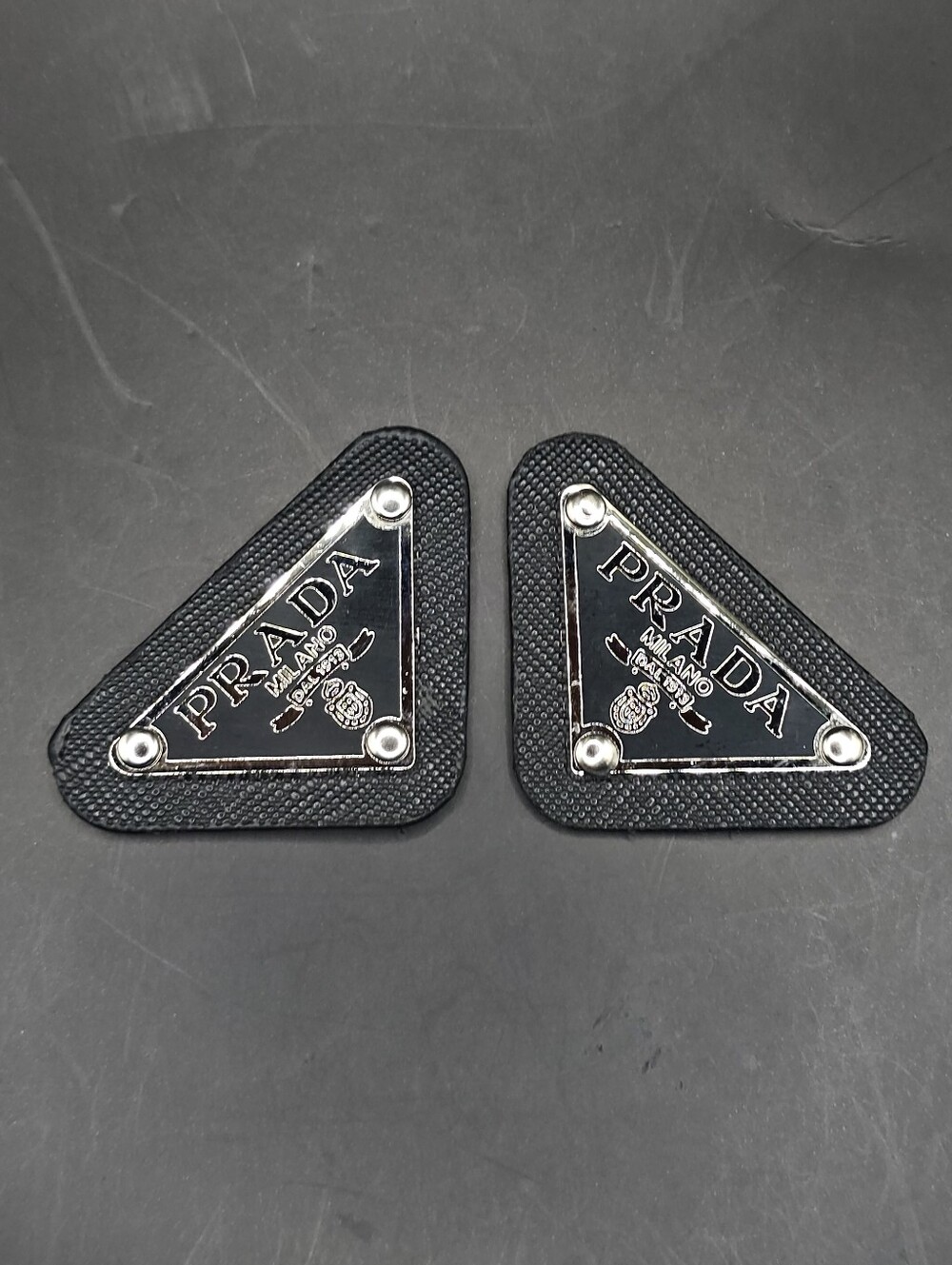 2x Black Prada Logo Replacement